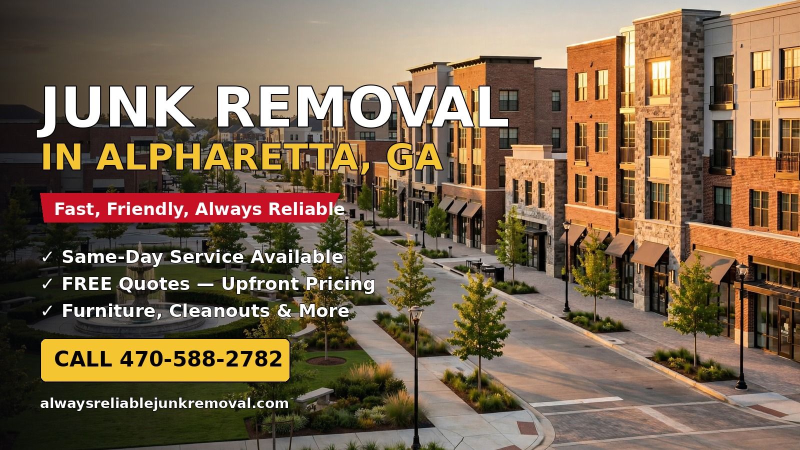 Junk removal in Alpharetta, Georgia — downtown Alpharetta and Avalon