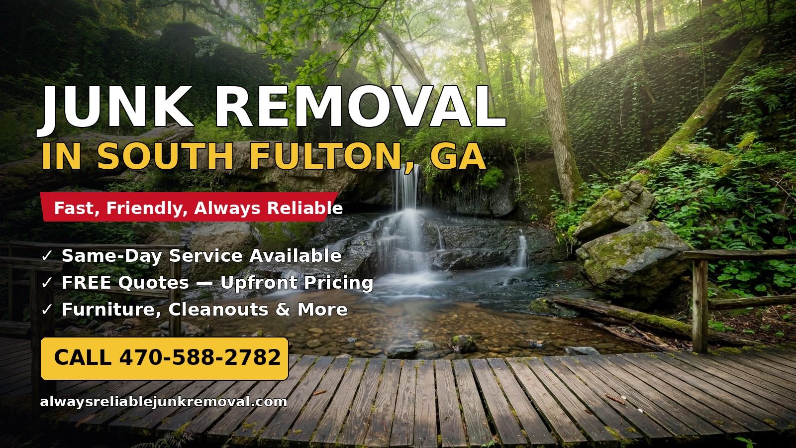 Junk removal in South Fulton, Georgia — Cascade Springs Nature Preserve and Wolf Creek
